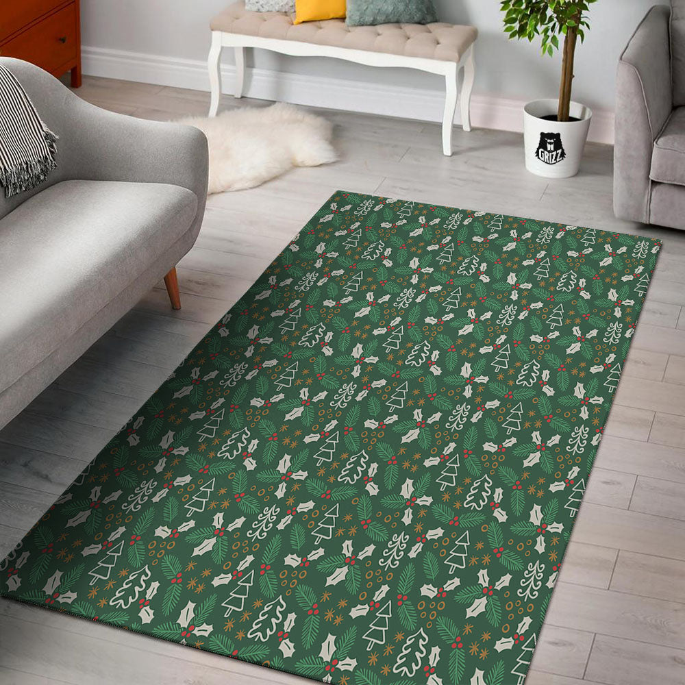 Ivy Leaf Christmas Print Pattern Floor Mat-grizzshop
