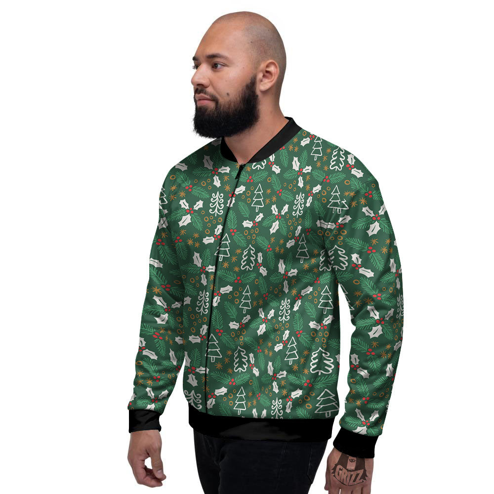 Ivy Leaf Christmas Print Pattern Men's Bomber Jacket-grizzshop