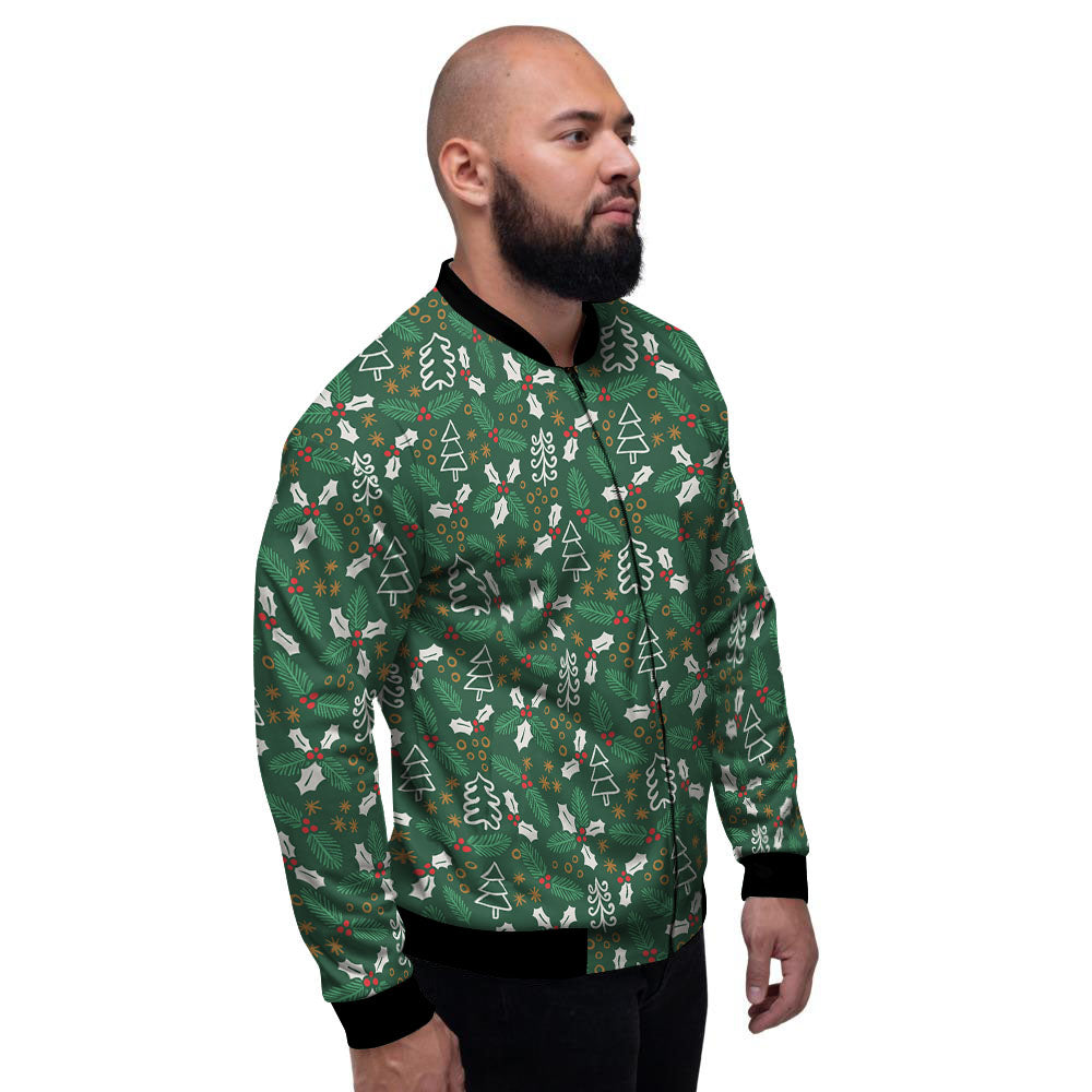Ivy Leaf Christmas Print Pattern Men's Bomber Jacket-grizzshop