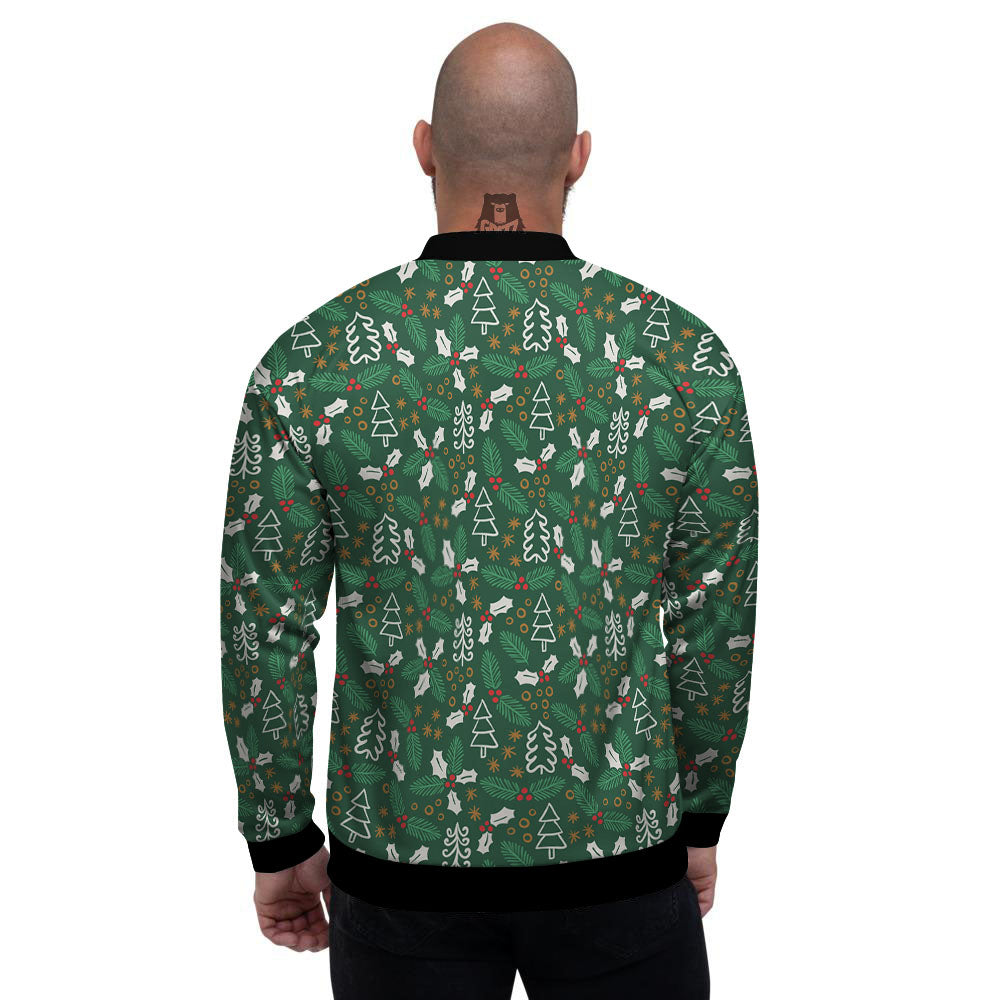 Ivy Leaf Christmas Print Pattern Men's Bomber Jacket-grizzshop