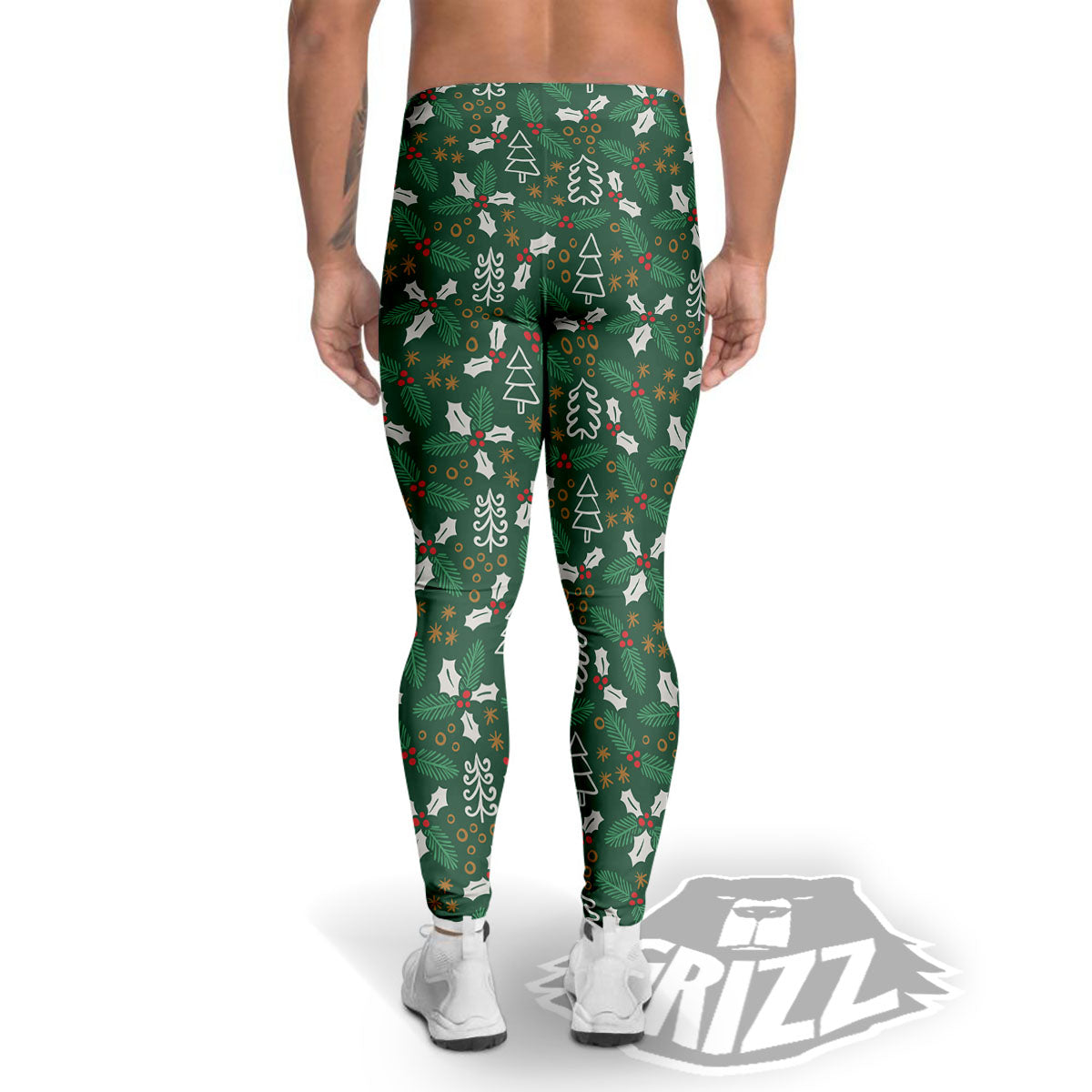 Ivy Leaf Christmas Print Pattern Men's Leggings-grizzshop