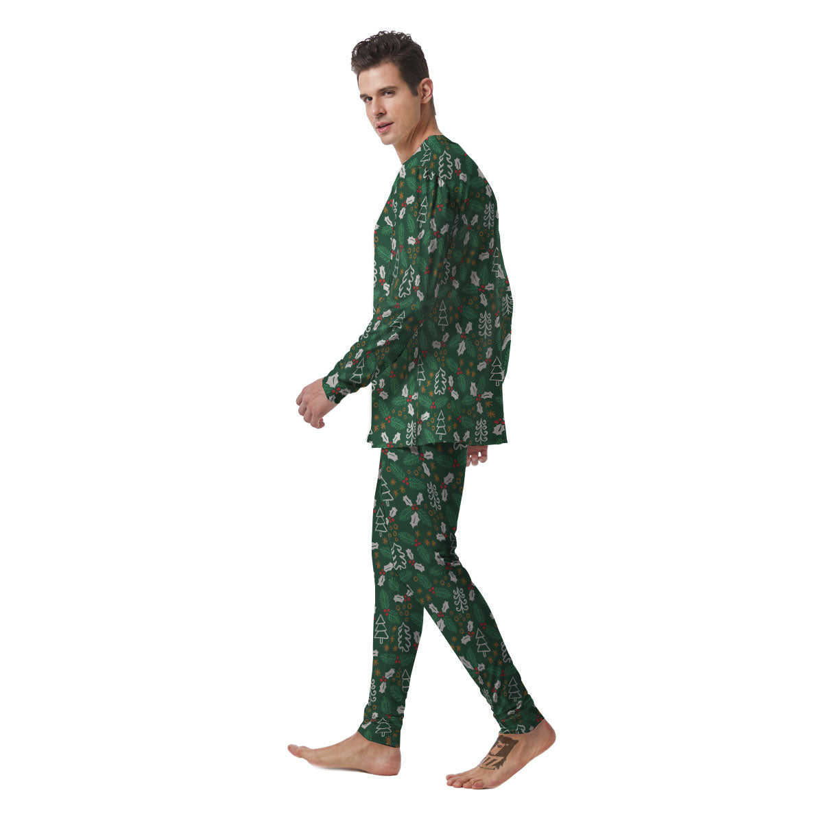 Ivy Leaf Christmas Print Pattern Men's Pajamas-grizzshop