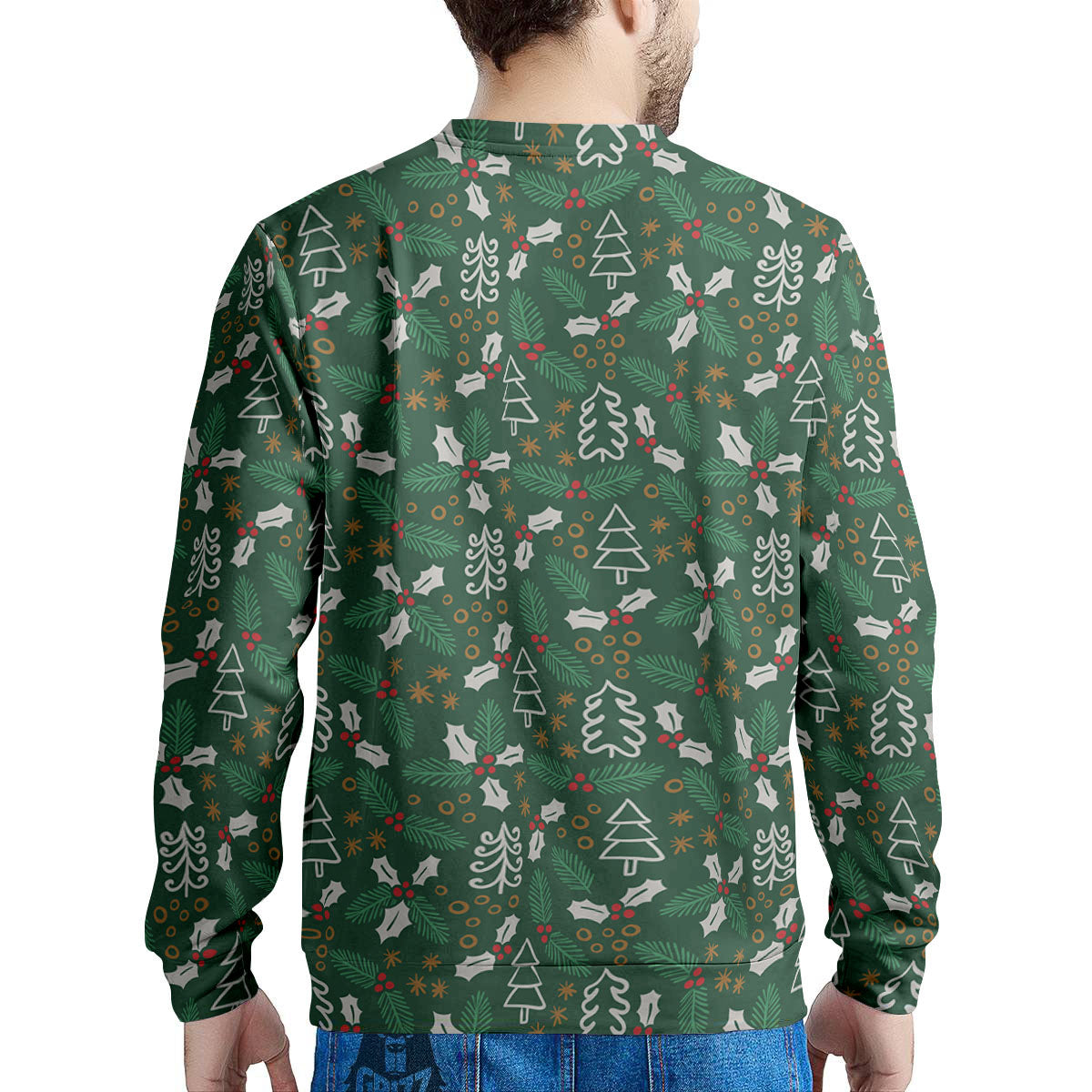 Ivy Leaf Christmas Print Pattern Men's Sweatshirt-grizzshop