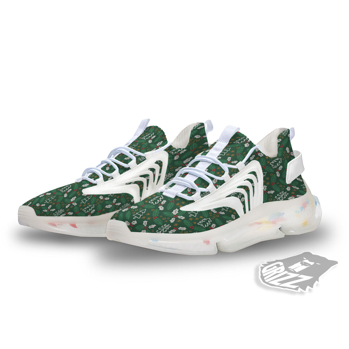 Ivy Leaf Christmas Print Pattern White Gym Shoes-grizzshop
