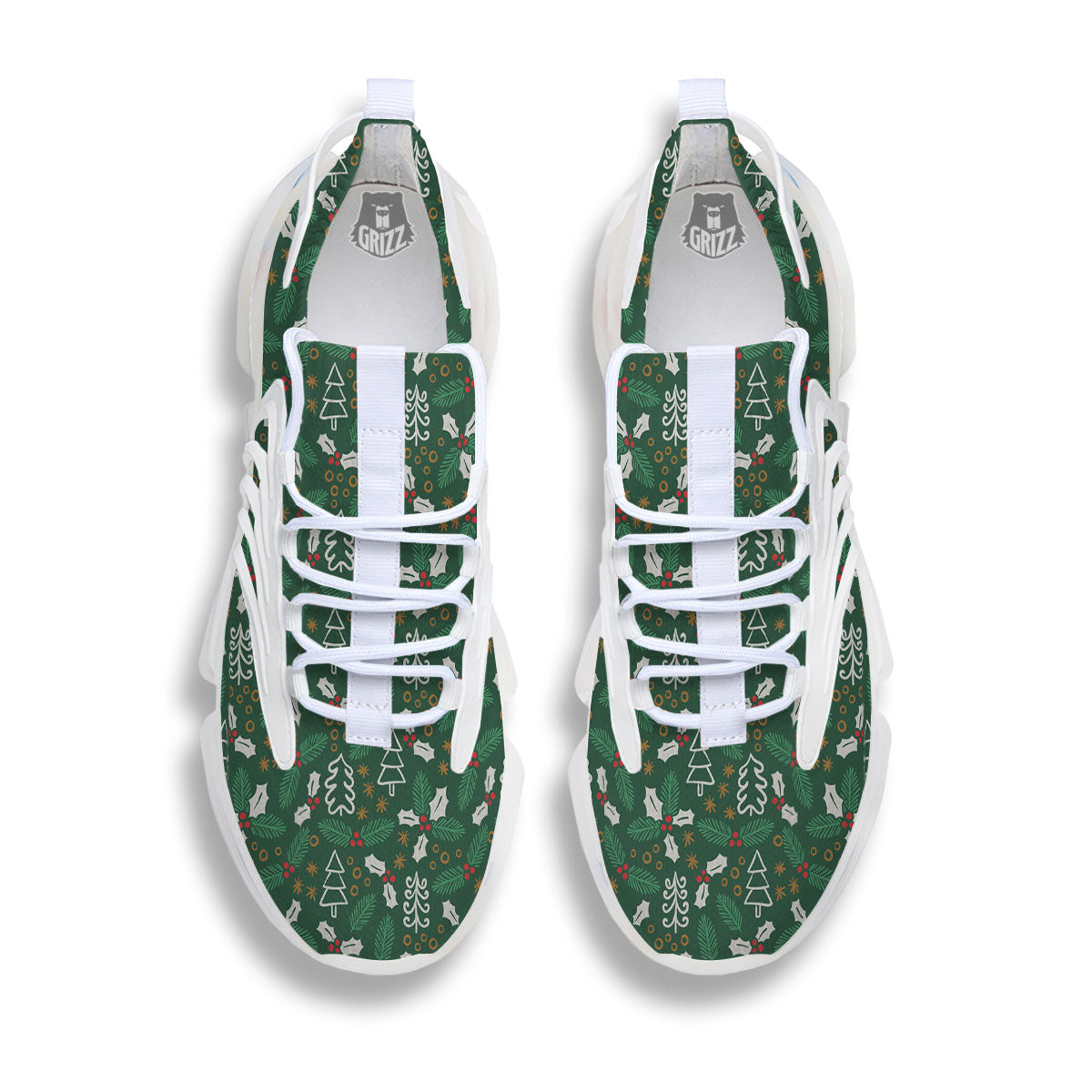 Ivy Leaf Christmas Print Pattern White Gym Shoes-grizzshop