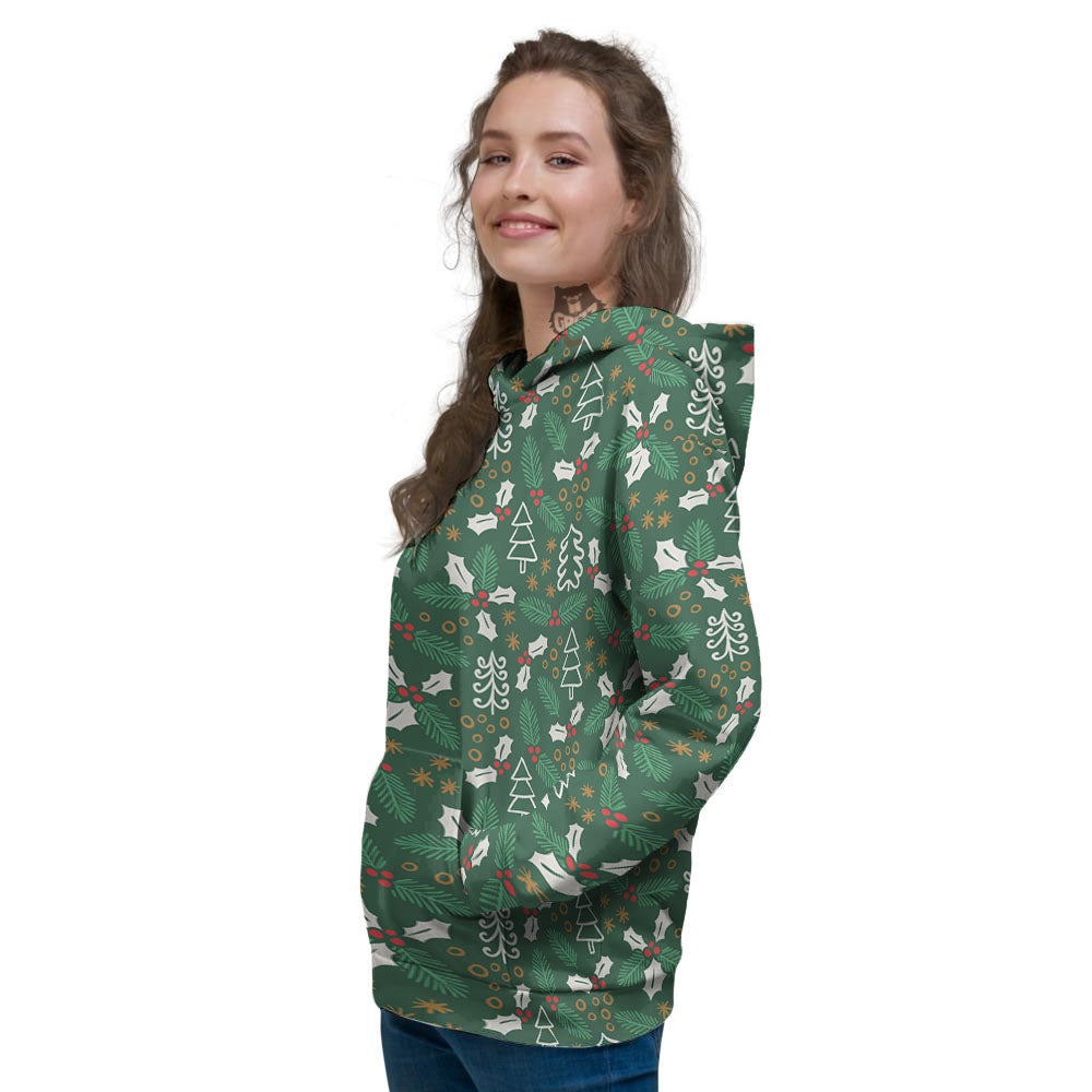 Ivy Leaf Christmas Print Pattern Women's Hoodie-grizzshop