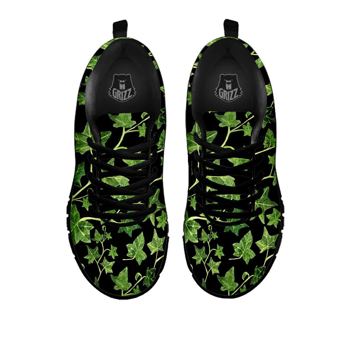 Ivy Leaf Green Print Black Sneaker-grizzshop