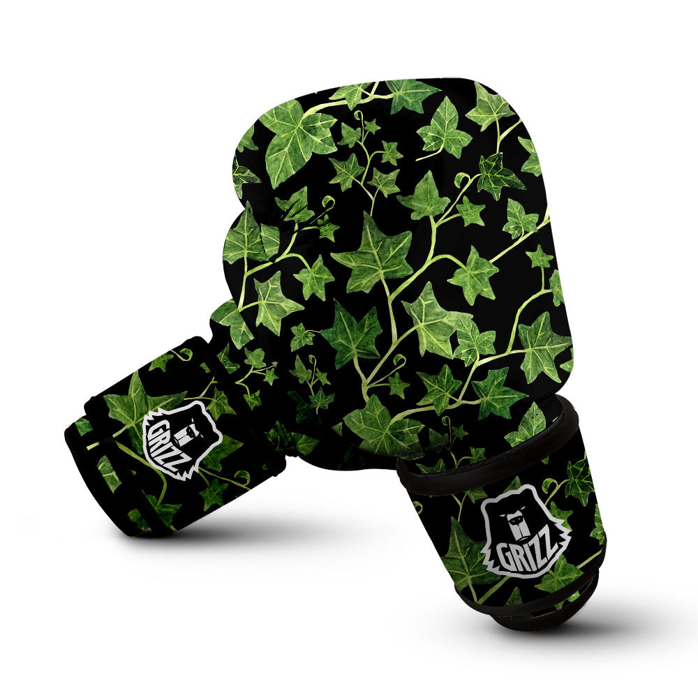 Ivy Leaf Green Print Boxing Gloves-grizzshop