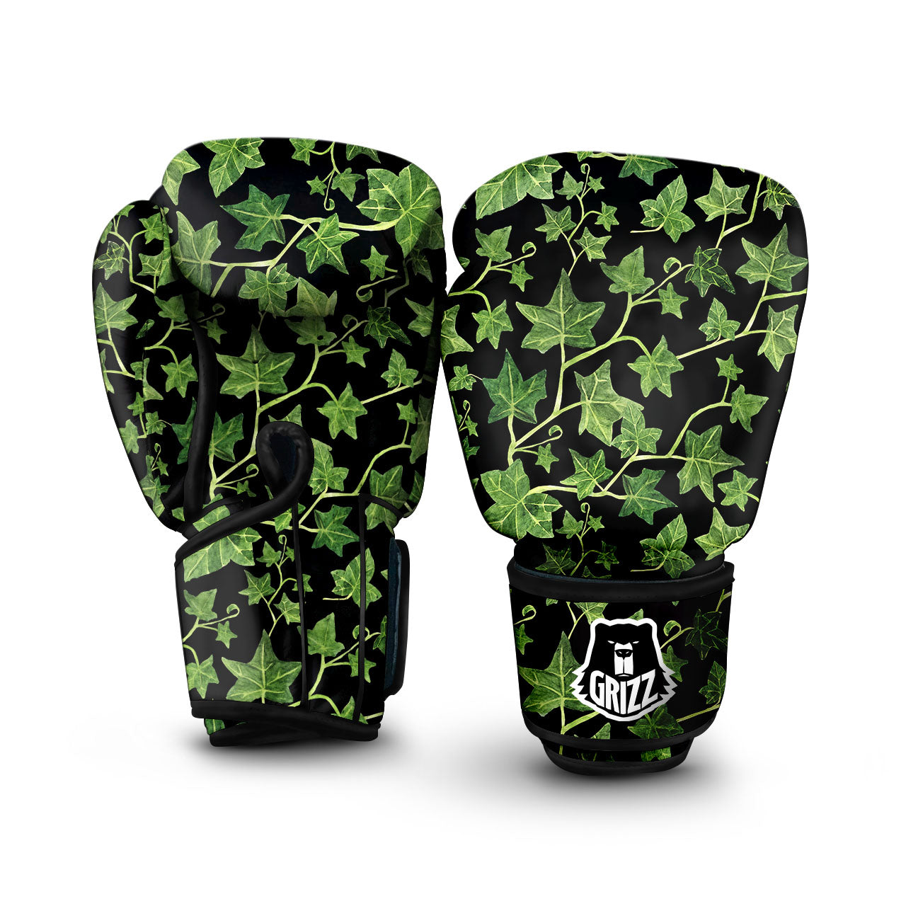 Ivy Leaf Green Print Boxing Gloves-grizzshop