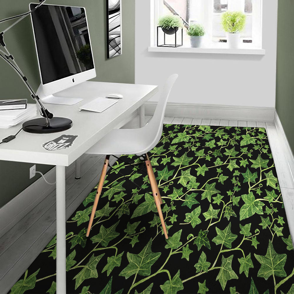 Ivy Leaf Green Print Floor Mat-grizzshop
