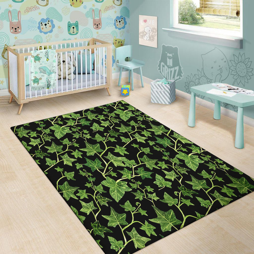 Ivy Leaf Green Print Floor Mat-grizzshop