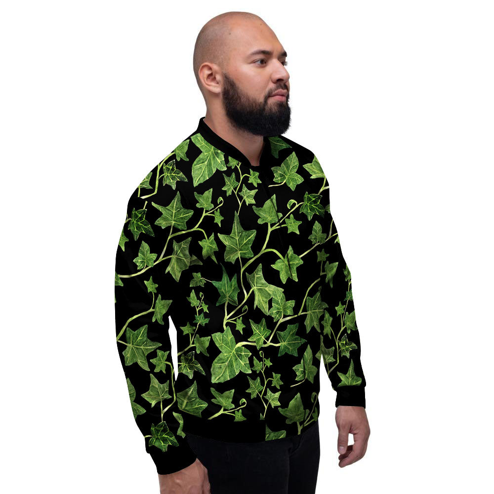 Ivy Leaf Green Print Men's Bomber Jacket-grizzshop
