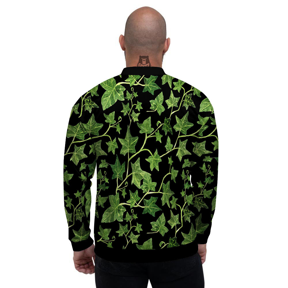Ivy Leaf Green Print Men's Bomber Jacket-grizzshop