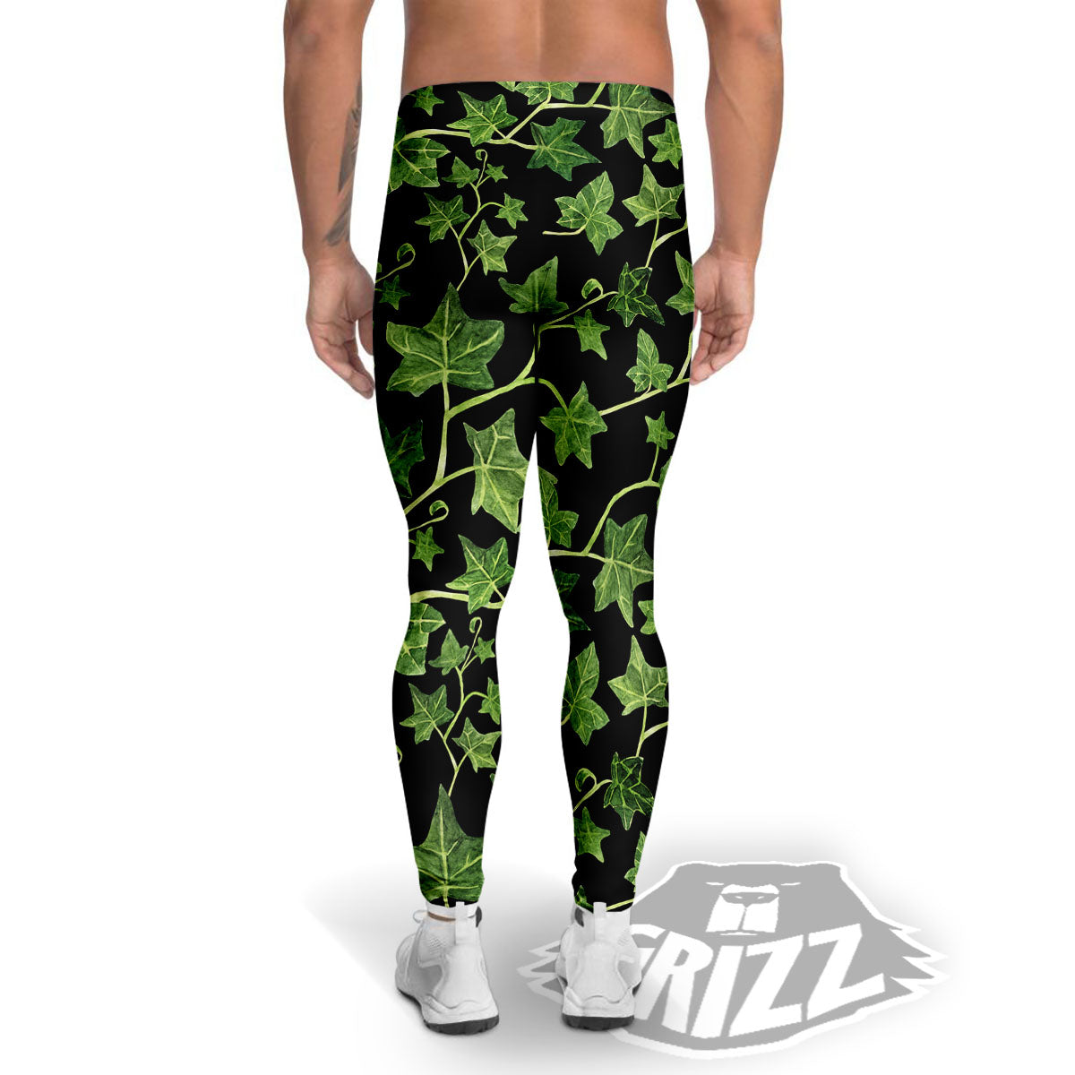 Ivy Leaf Green Print Men's Leggings-grizzshop