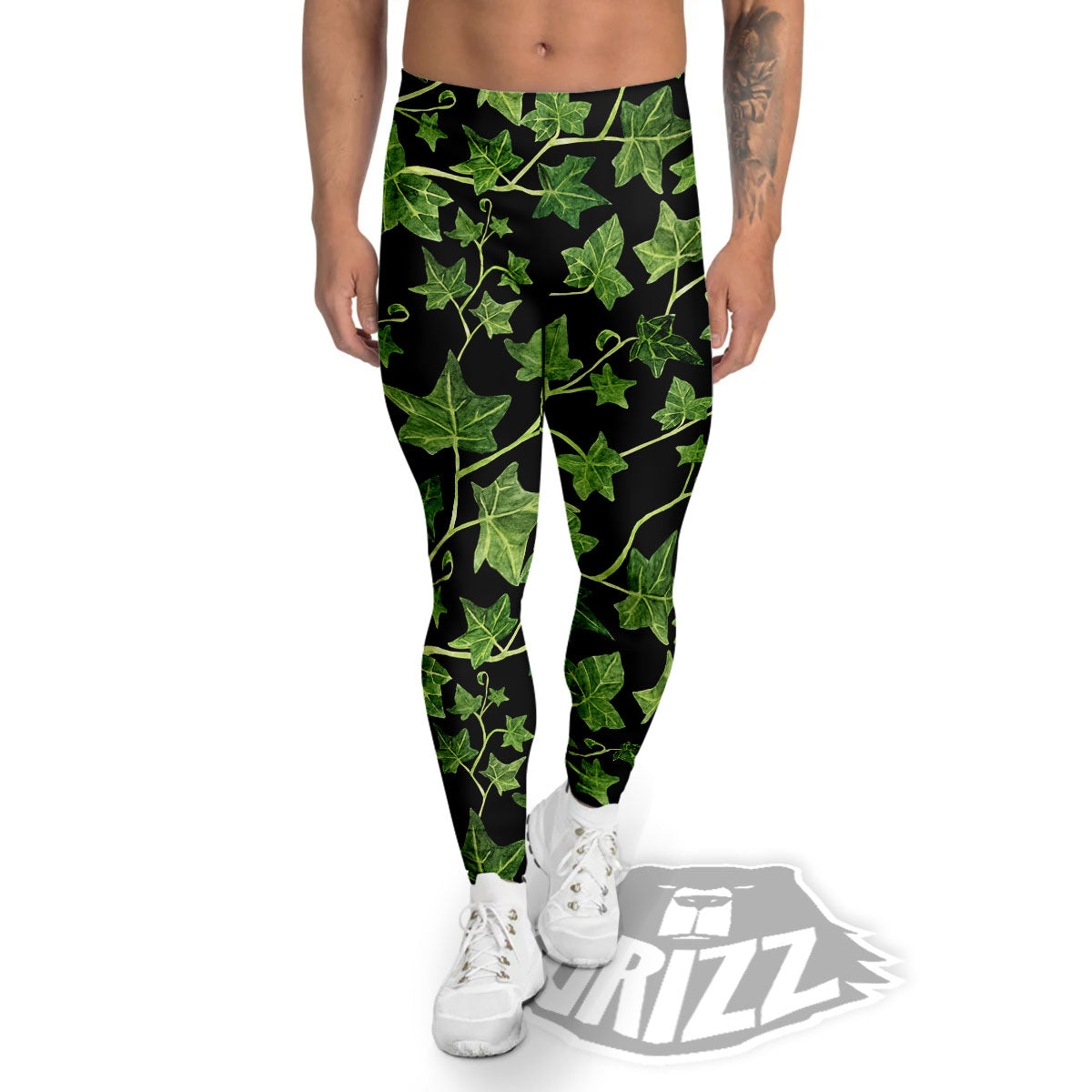 Ivy Leaf Green Print Men's Leggings-grizzshop