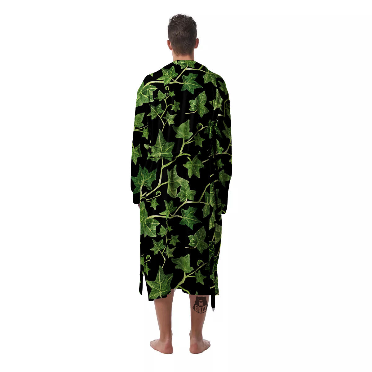 Ivy Leaf Green Print Men's Robe-grizzshop