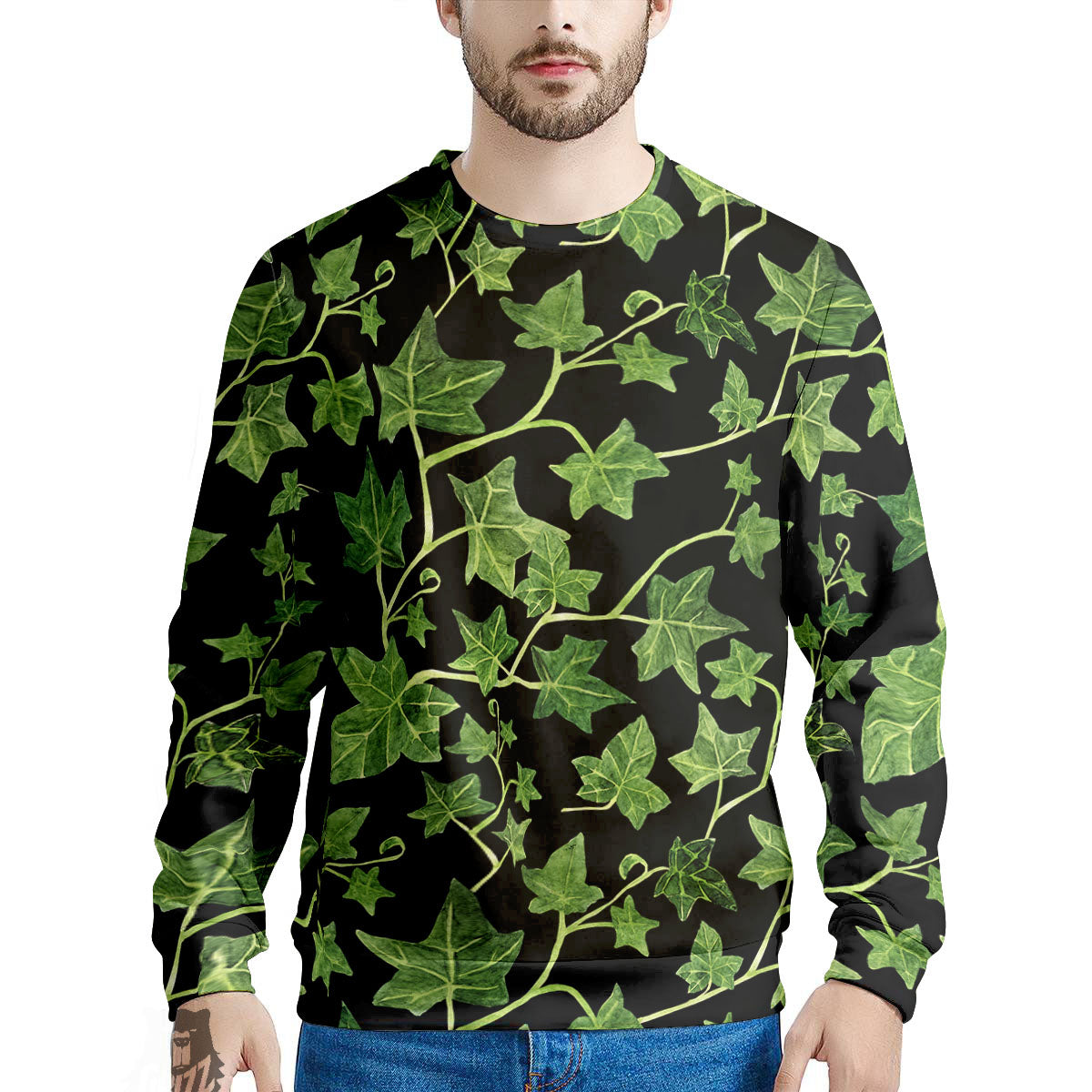 Ivy Leaf Green Print Men's Sweatshirt-grizzshop