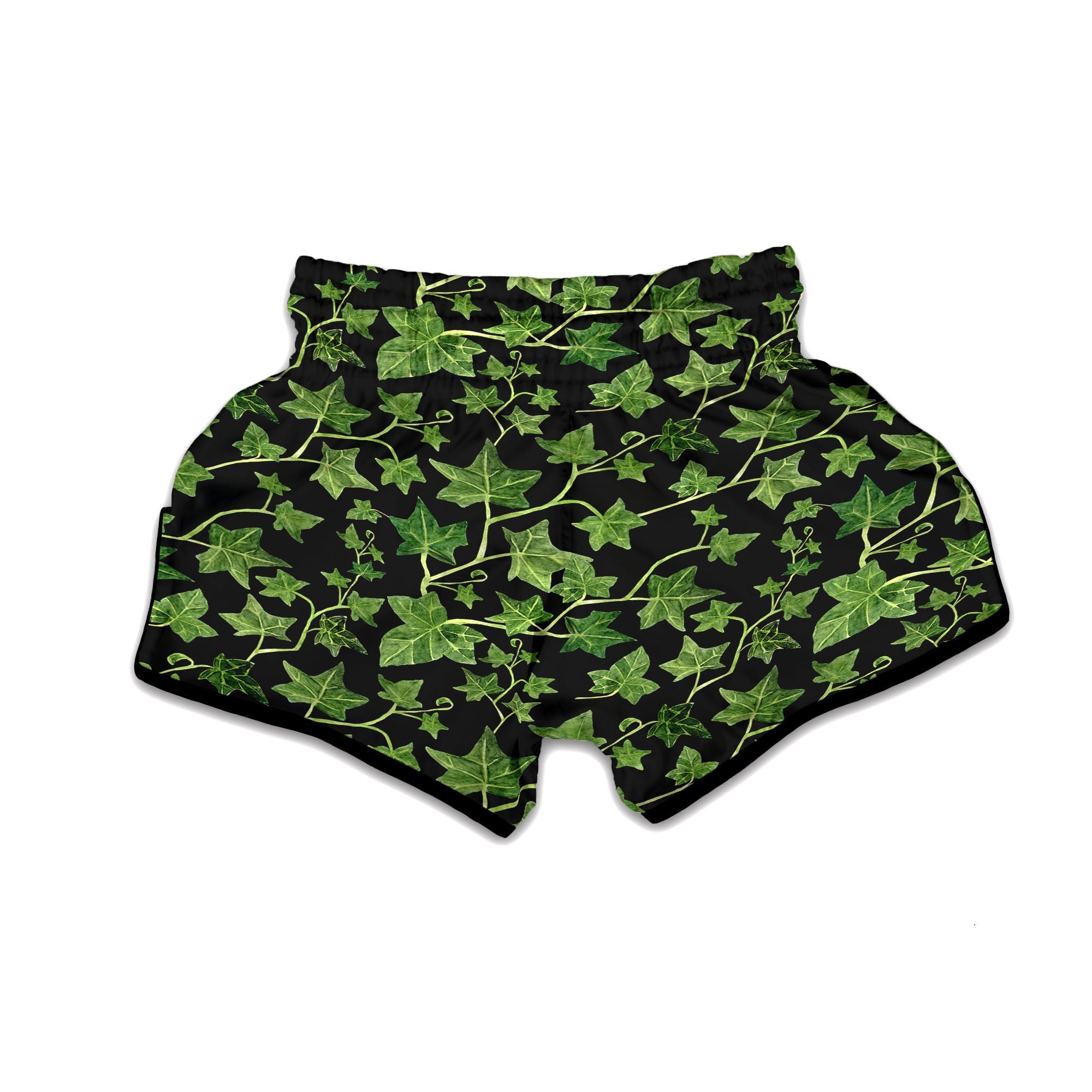 Ivy Leaf Green Print Muay Thai Boxing Shorts-grizzshop