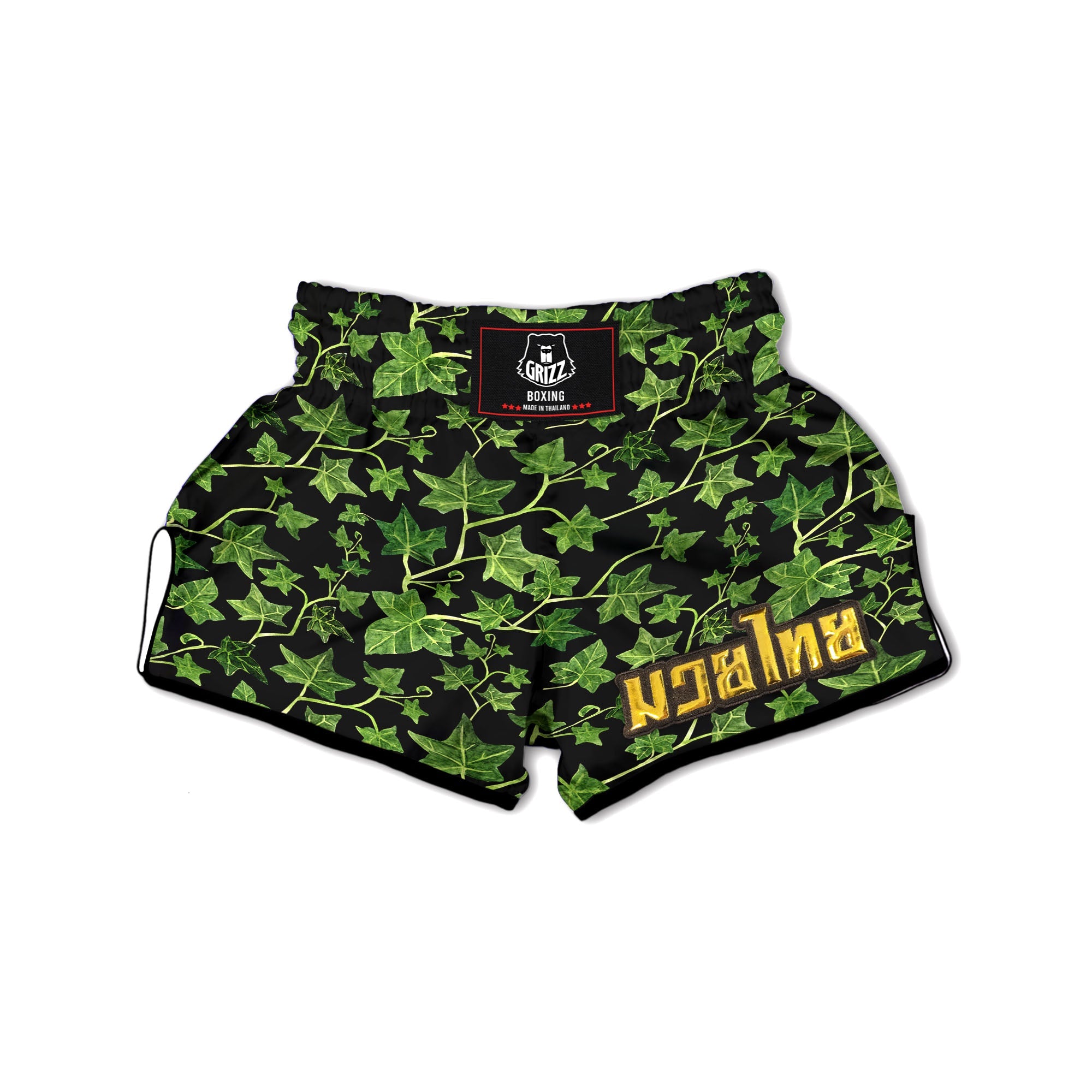 Ivy Leaf Green Print Muay Thai Boxing Shorts-grizzshop