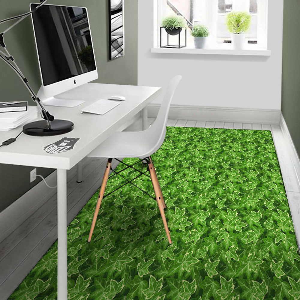 Ivy Leaf Green Print Pattern Floor Mat-grizzshop