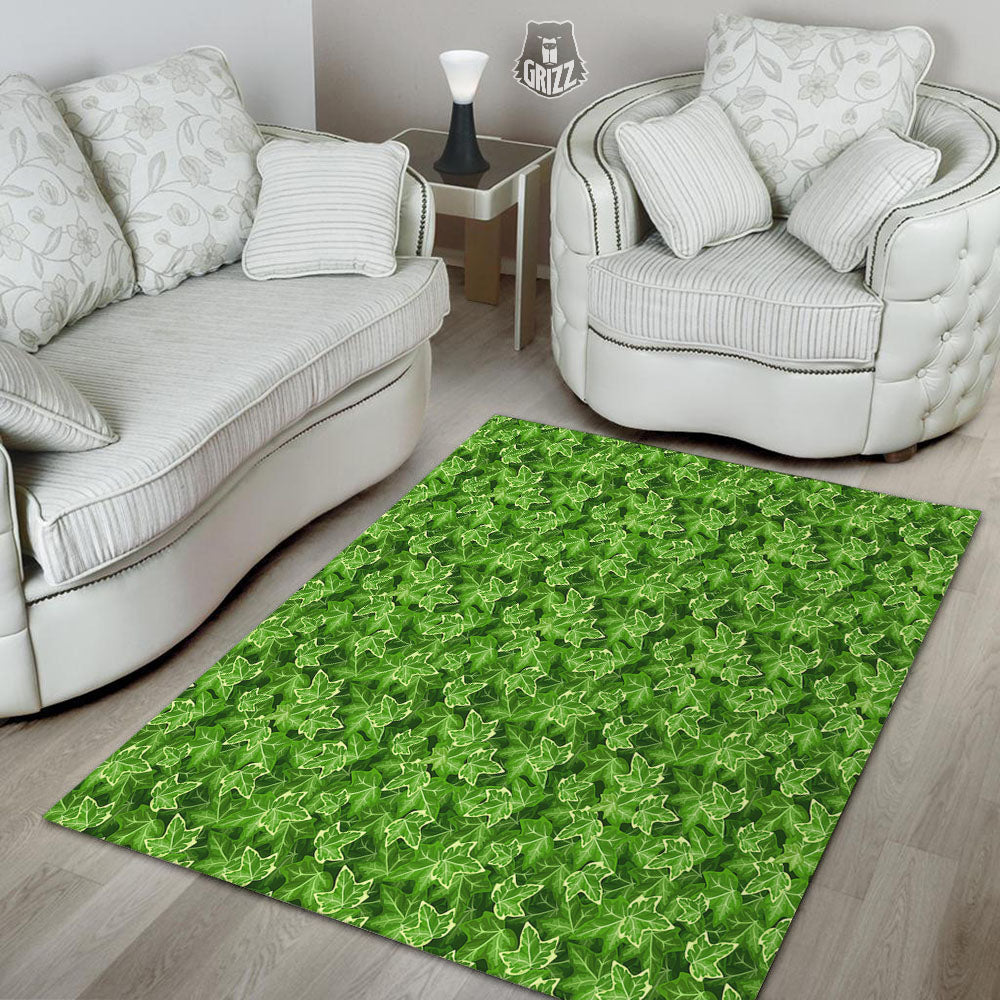 Ivy Leaf Green Print Pattern Floor Mat-grizzshop