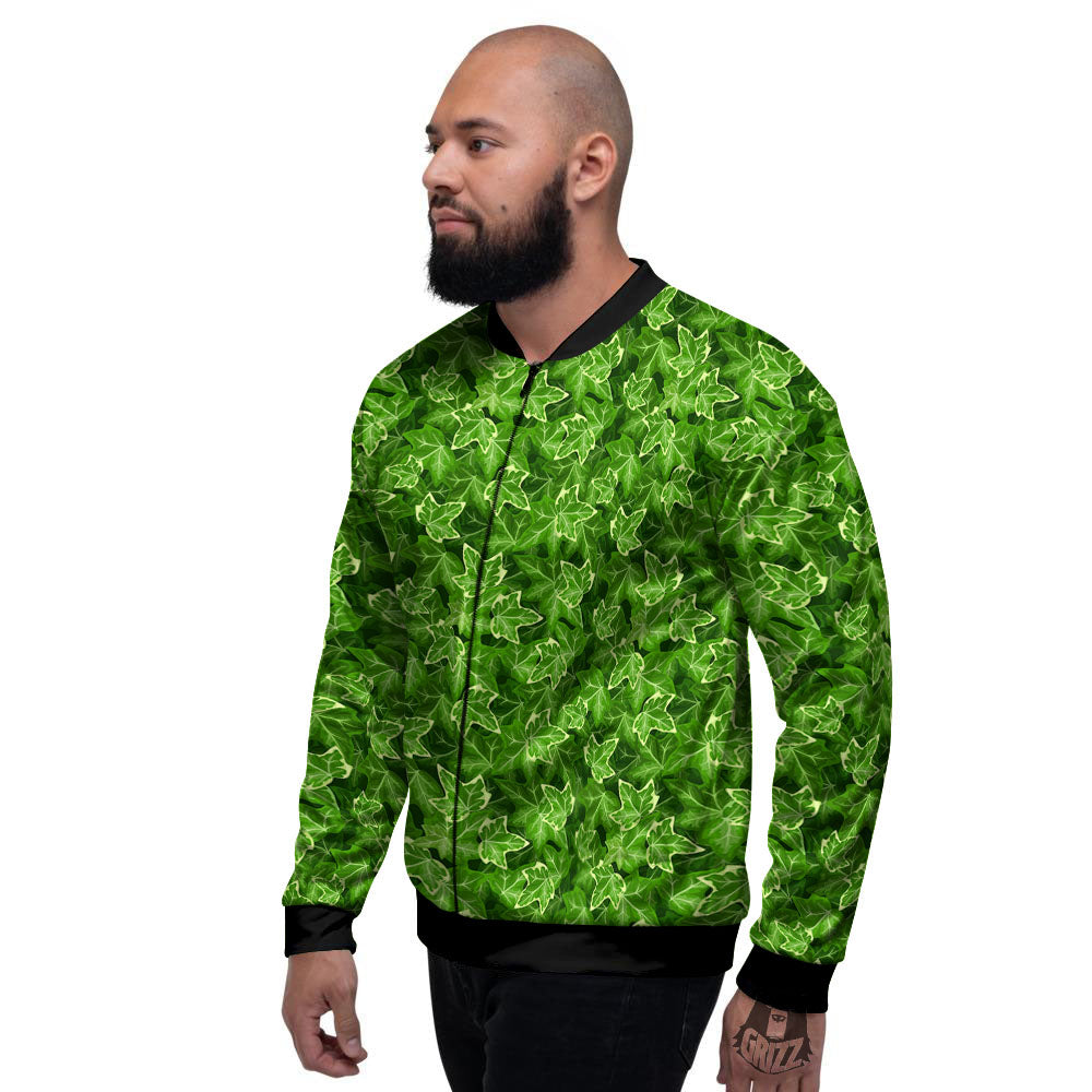Ivy Leaf Green Print Pattern Men's Bomber Jacket-grizzshop