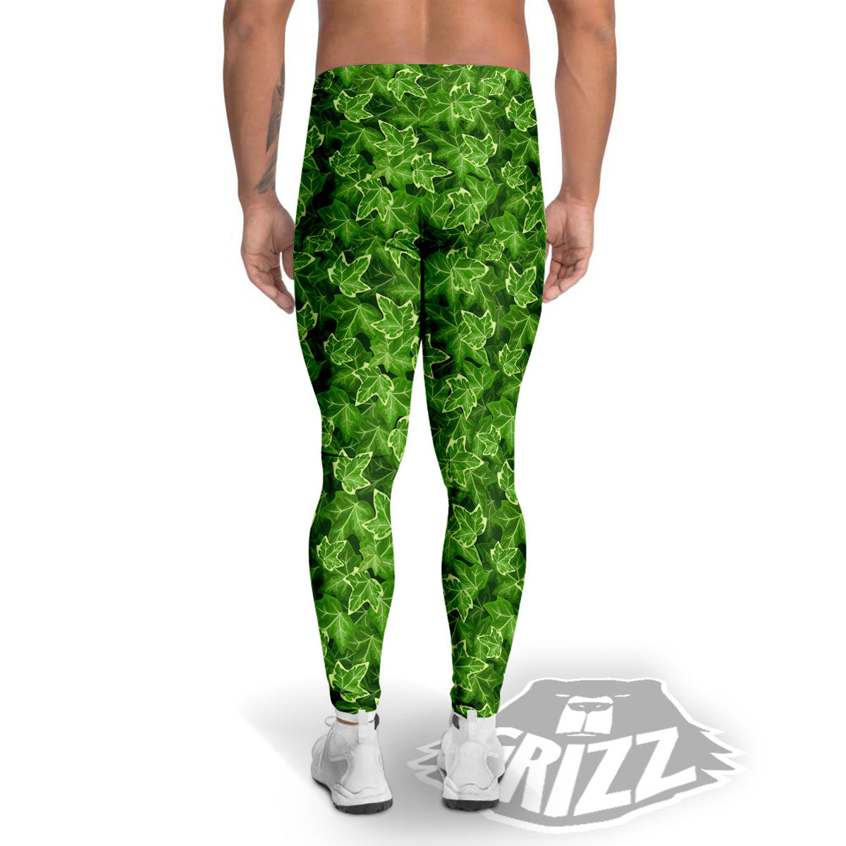 Ivy Leaf Green Print Pattern Men's Leggings-grizzshop