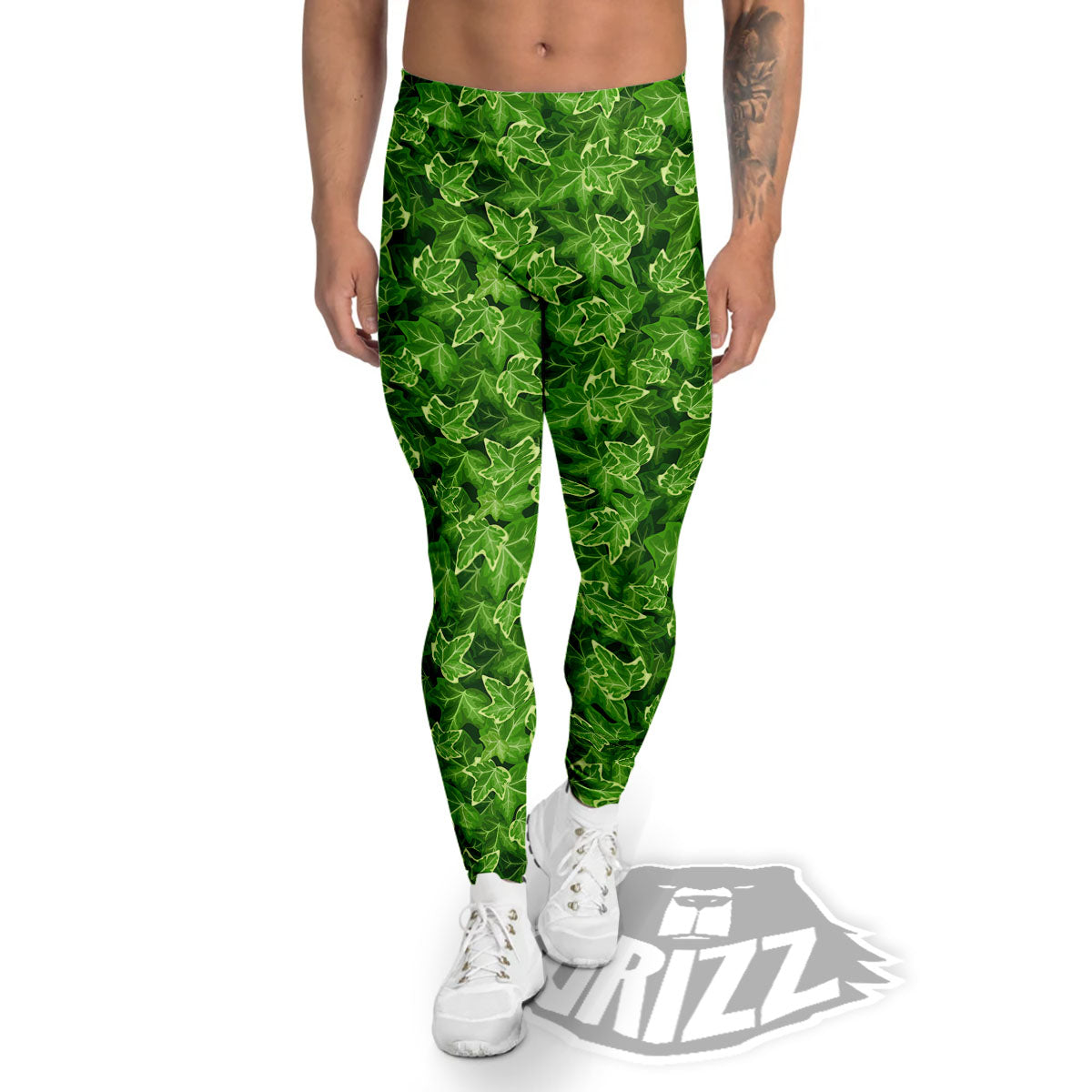 Ivy Leaf Green Print Pattern Men's Leggings-grizzshop