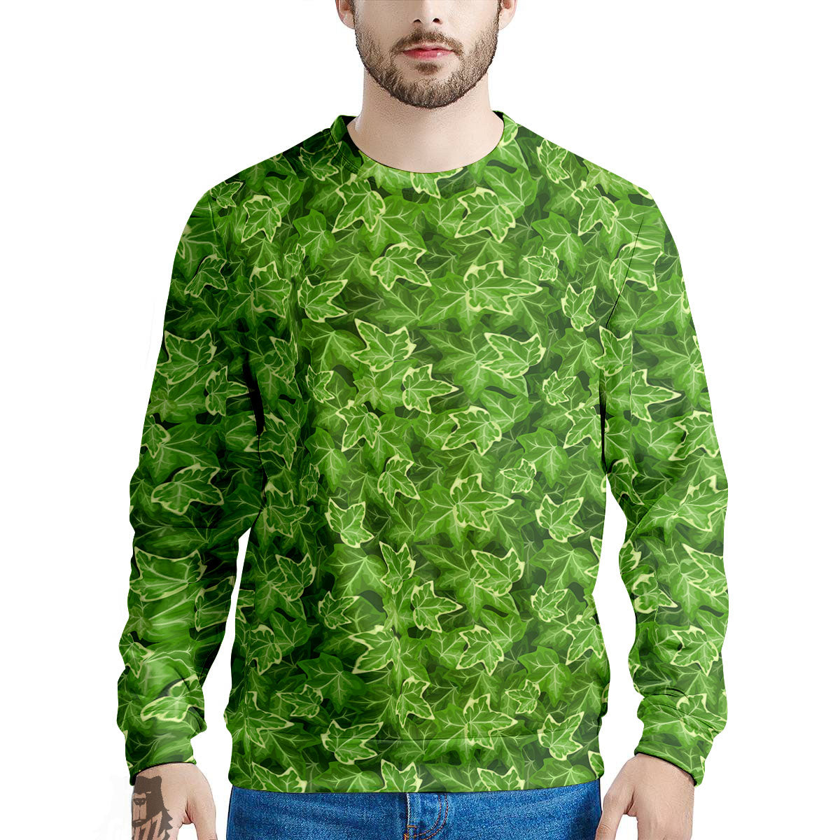 Ivy Leaf Green Print Pattern Men's Sweatshirt-grizzshop