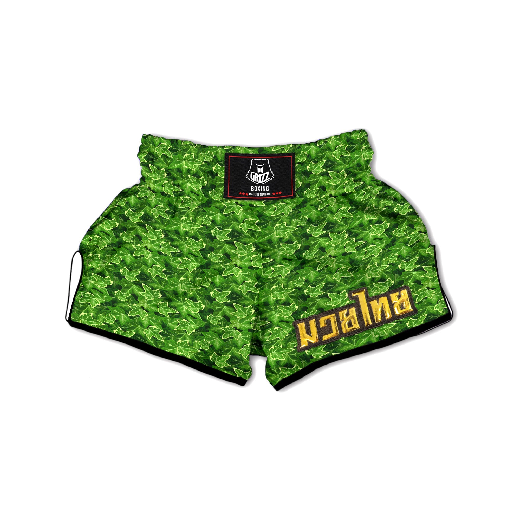 Ivy Leaf Green Print Pattern Muay Thai Boxing Shorts-grizzshop