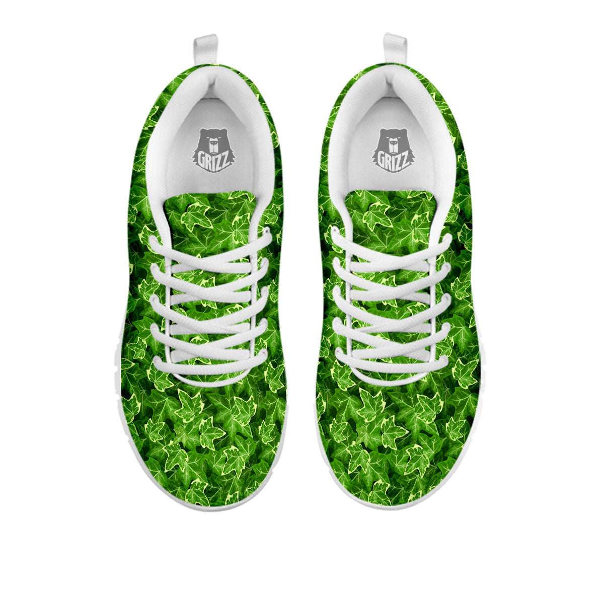 Ivy Leaf Green Print Pattern White Sneaker-grizzshop