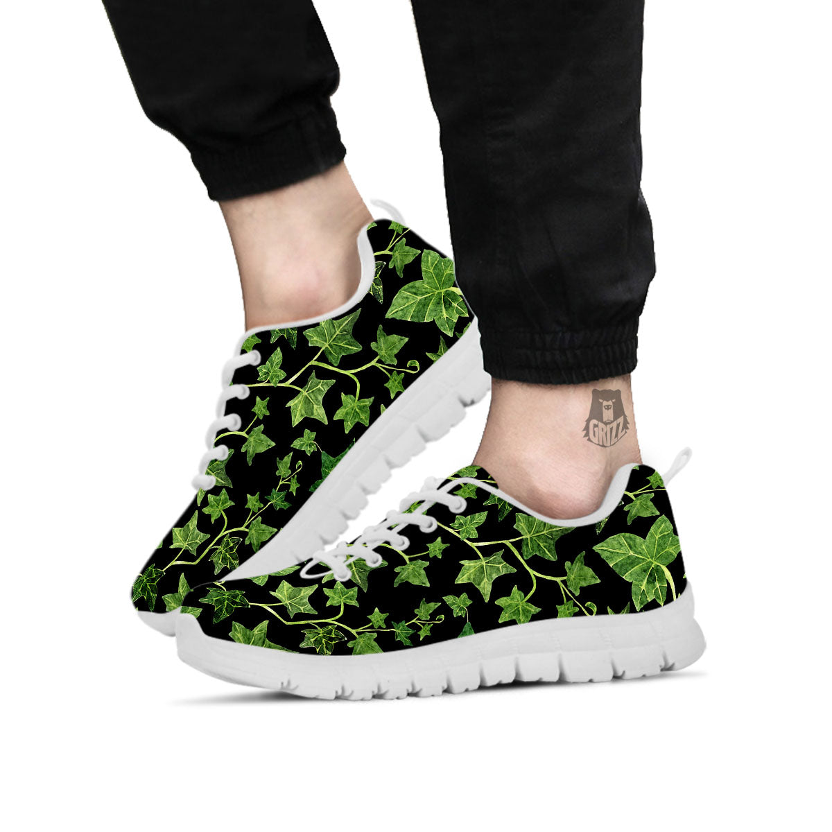 Ivy Leaf Green Print White Sneaker-grizzshop
