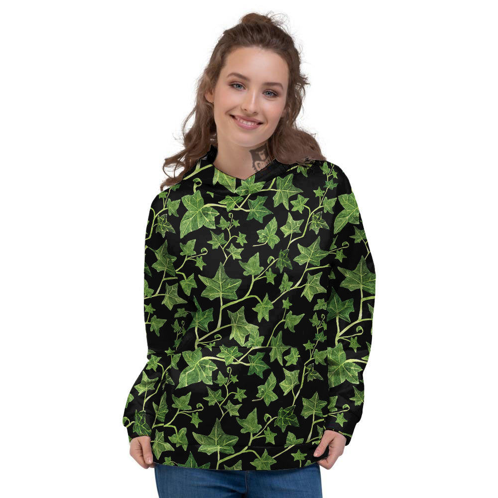 Ivy Leaf Green Print Women's Hoodie-grizzshop