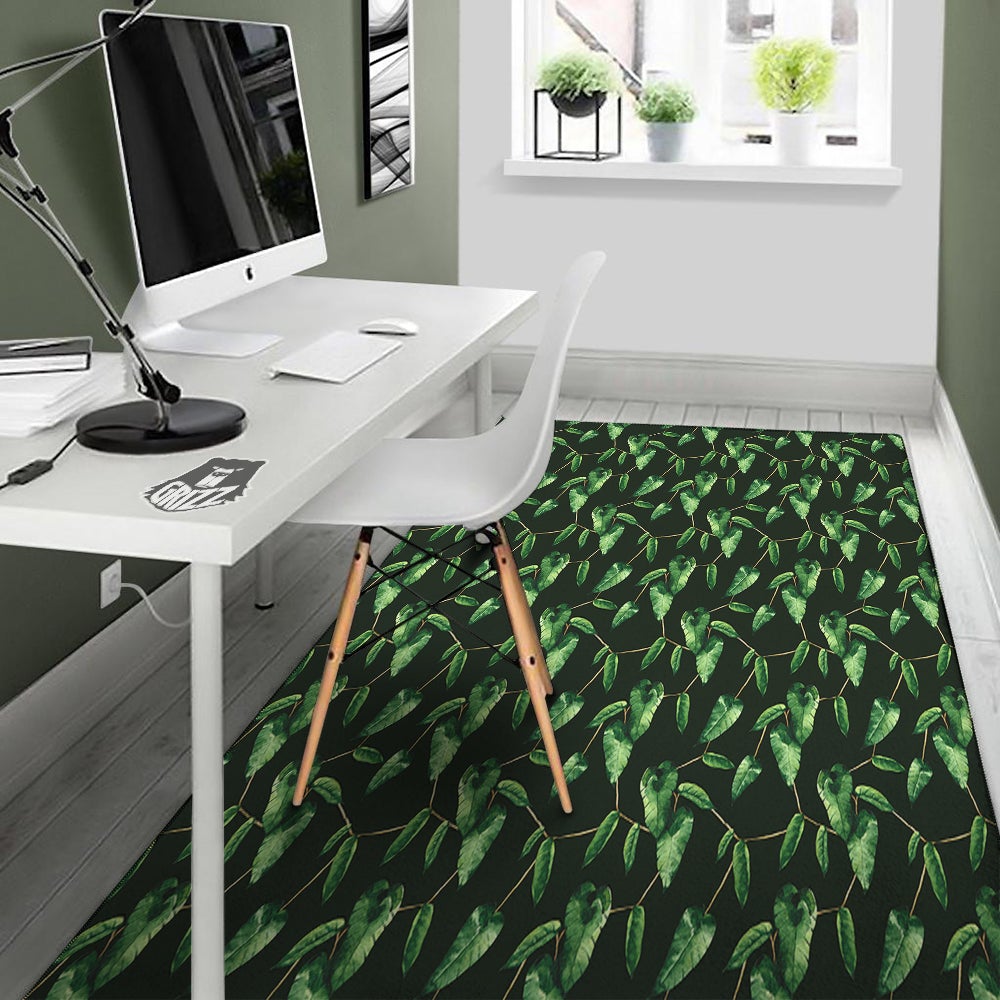 Ivy Leaf Watercolor Print Pattern Floor Mat-grizzshop