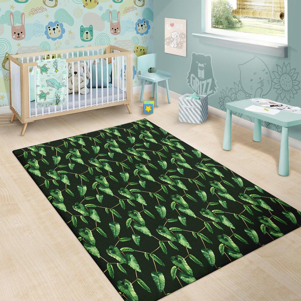 Ivy Leaf Watercolor Print Pattern Floor Mat-grizzshop