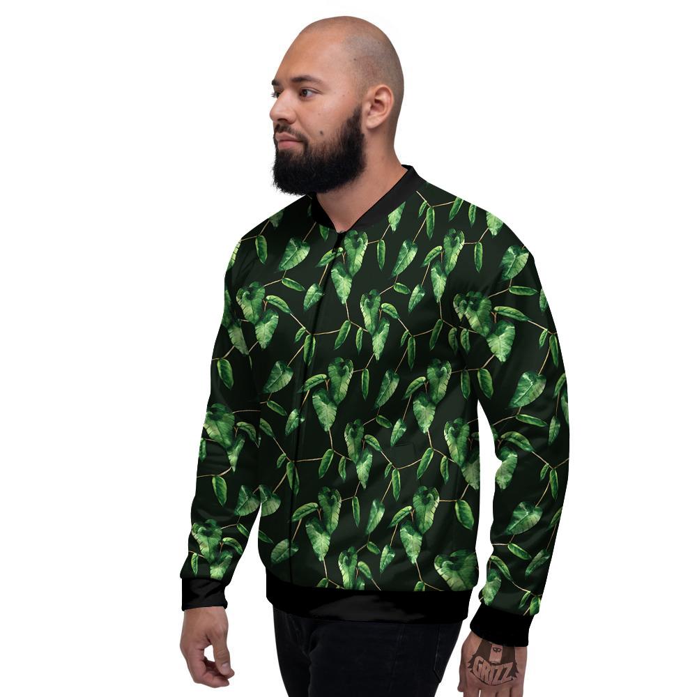 Ivy Leaf Watercolor Print Pattern Men's Bomber Jacket-grizzshop
