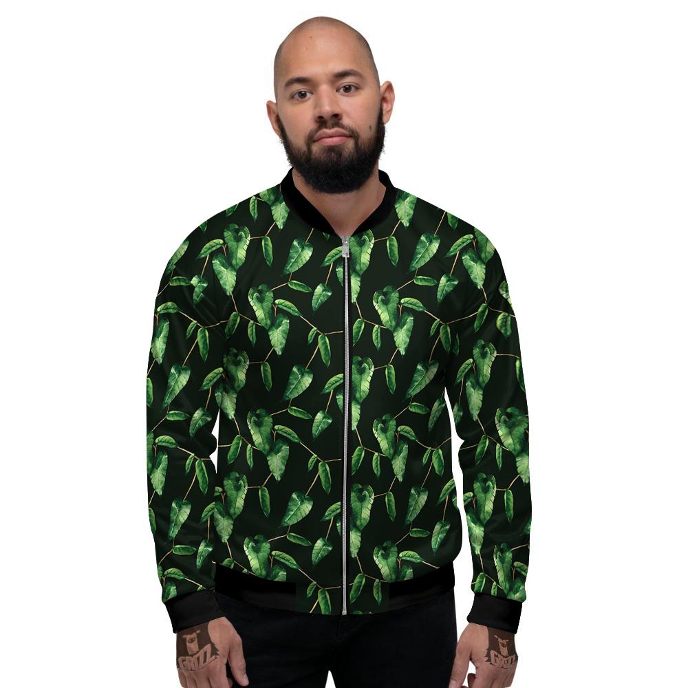 Ivy Leaf Watercolor Print Pattern Men's Bomber Jacket-grizzshop