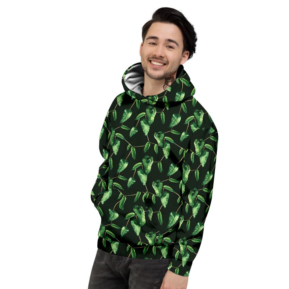 Ivy Leaf Watercolor Print Pattern Men's Hoodie-grizzshop