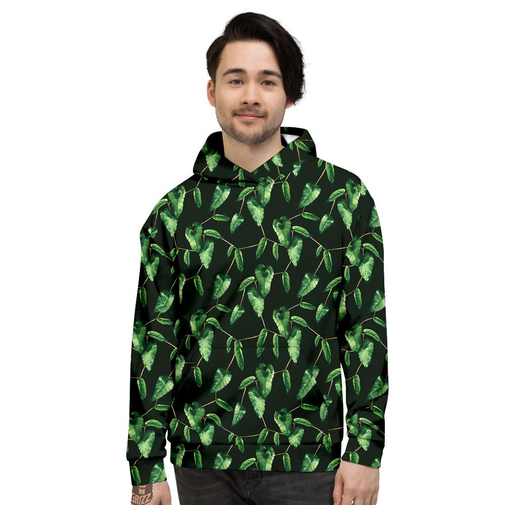 Ivy Leaf Watercolor Print Pattern Men's Hoodie-grizzshop