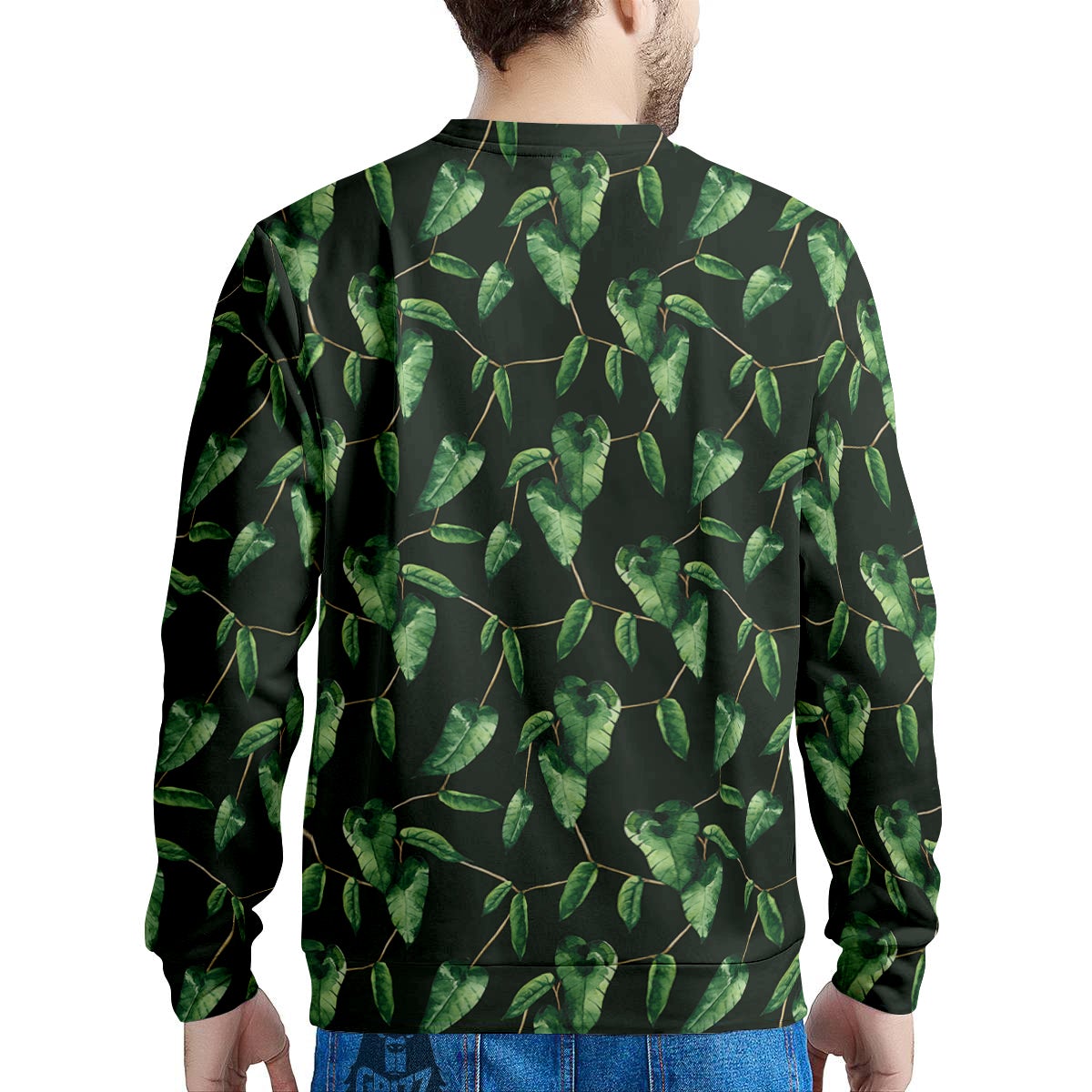 Ivy Leaf Watercolor Print Pattern Men's Sweatshirt-grizzshop