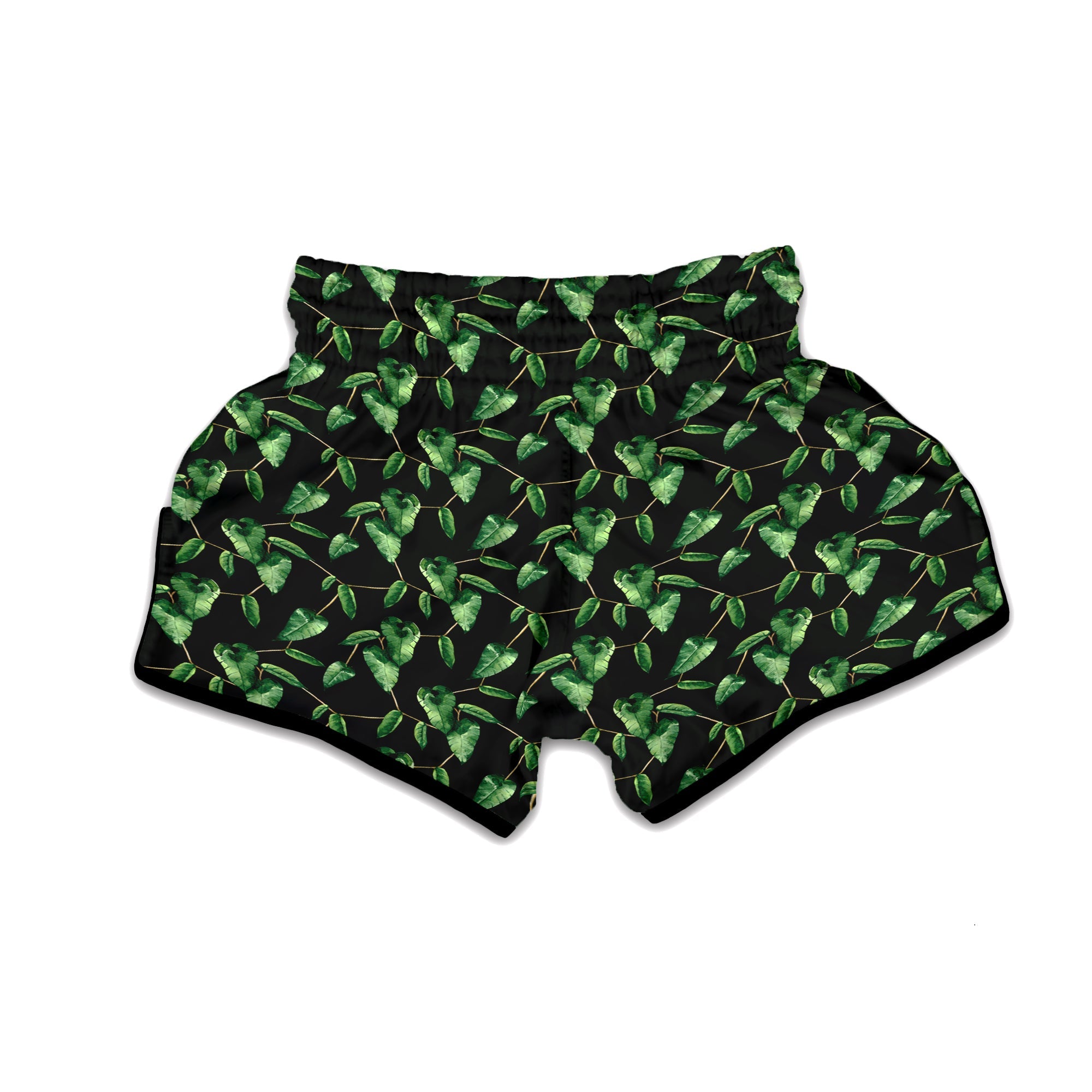 Ivy Leaf Watercolor Print Pattern Muay Thai Boxing Shorts-grizzshop