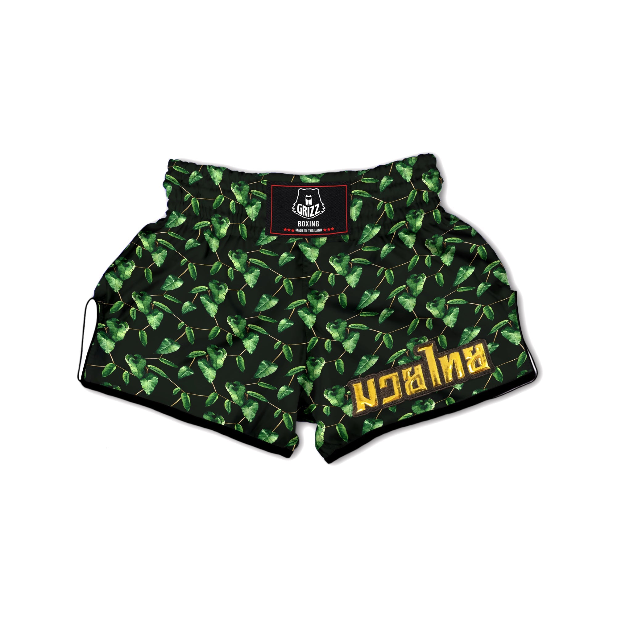 Ivy Leaf Watercolor Print Pattern Muay Thai Boxing Shorts-grizzshop