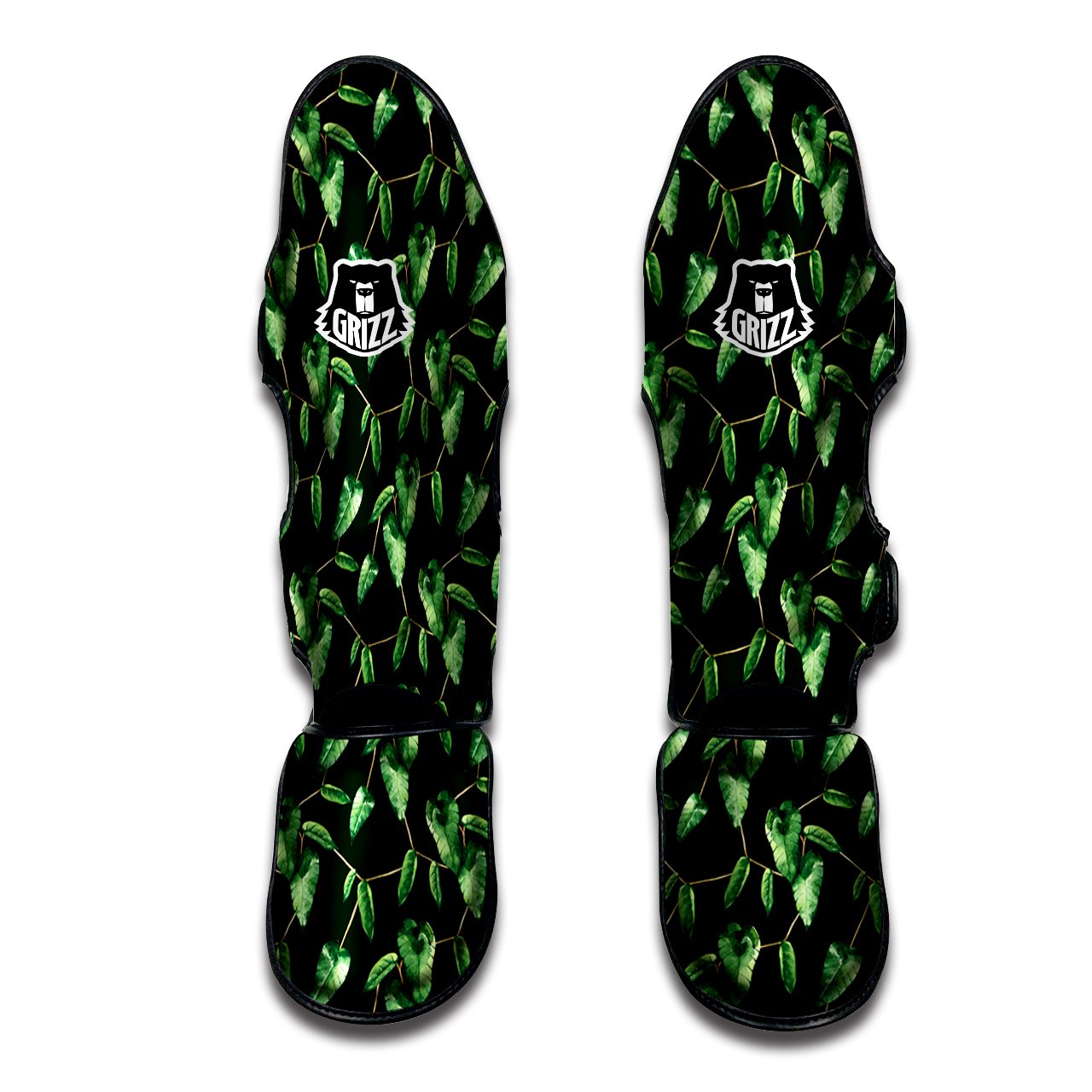 Ivy Leaf Watercolor Print Pattern Muay Thai Shin Guards-grizzshop