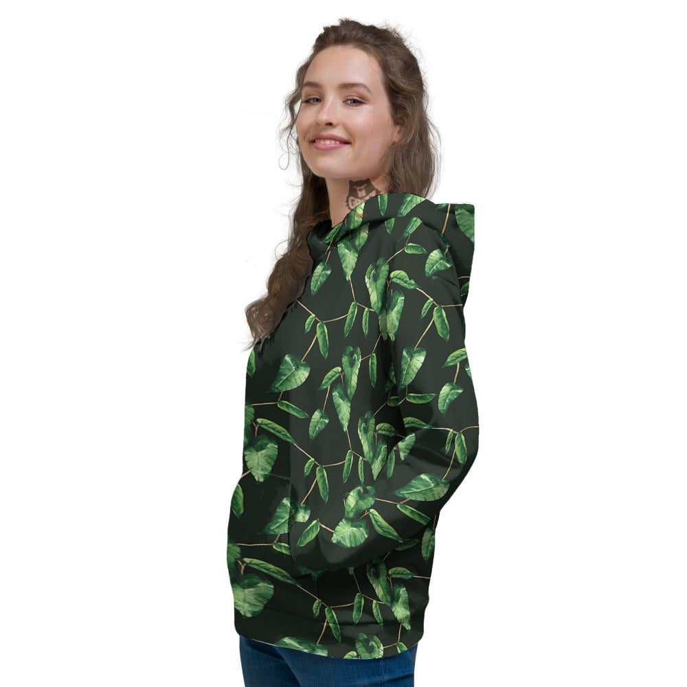 Ivy Leaf Watercolor Print Pattern Women's Hoodie-grizzshop