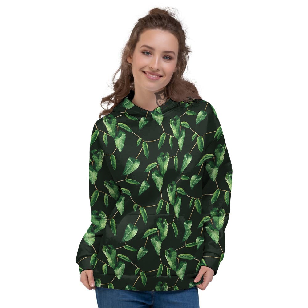 Ivy Leaf Watercolor Print Pattern Women's Hoodie-grizzshop