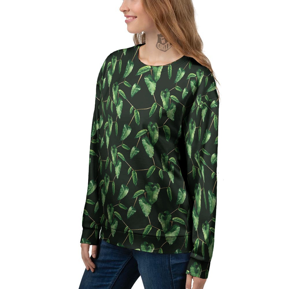 Ivy Leaf Watercolor Print Pattern Women's Sweatshirt-grizzshop
