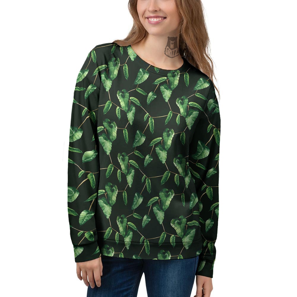 Ivy Leaf Watercolor Print Pattern Women's Sweatshirt-grizzshop