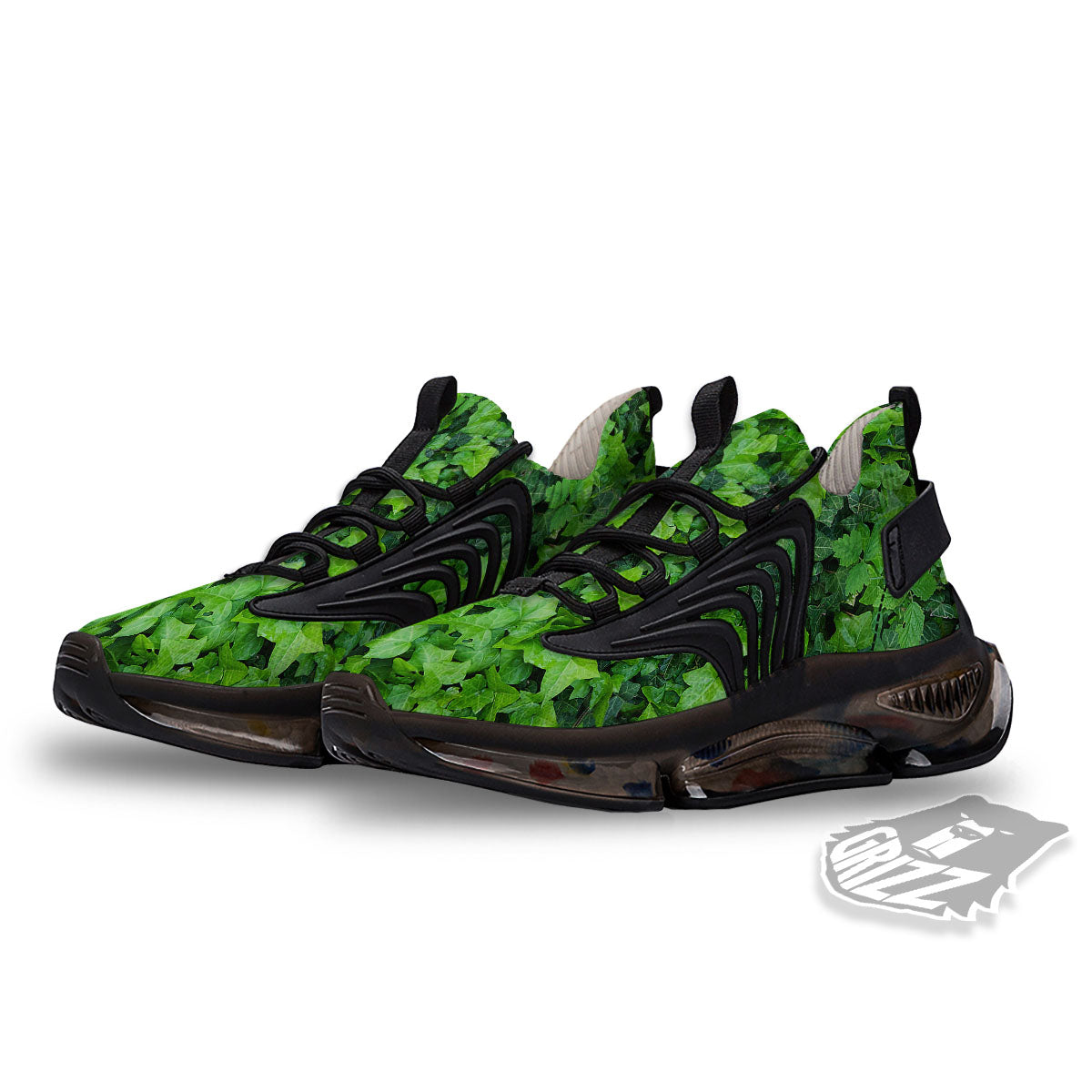 Ivy Wall Green Print Black Gym Shoes-grizzshop