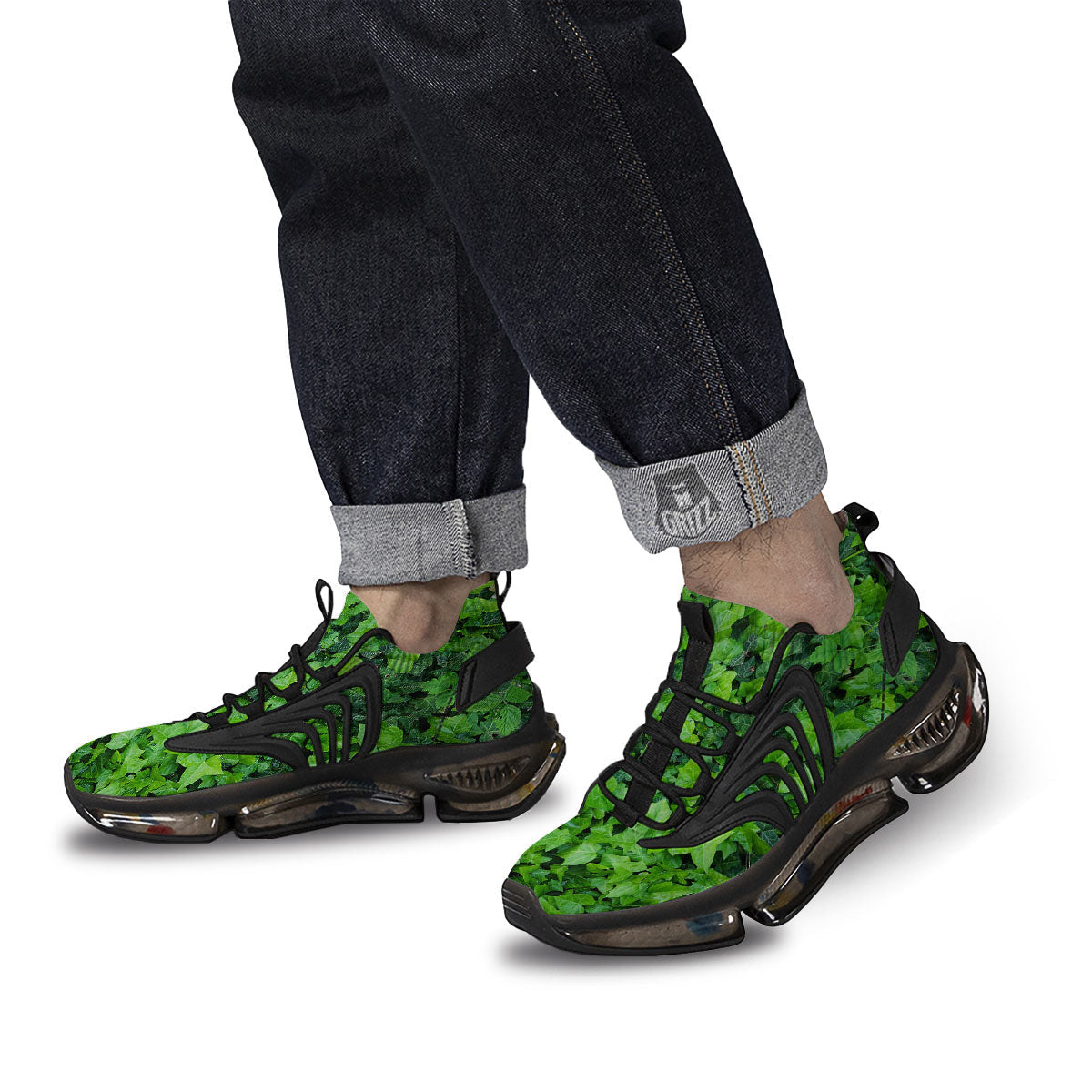 Ivy Wall Green Print Black Gym Shoes-grizzshop