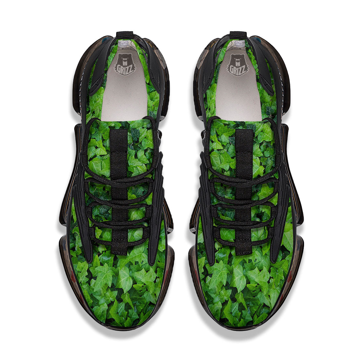 Ivy Wall Green Print Black Gym Shoes-grizzshop